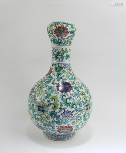 Chinese Famille Verte 'Garlic-Head' Vase