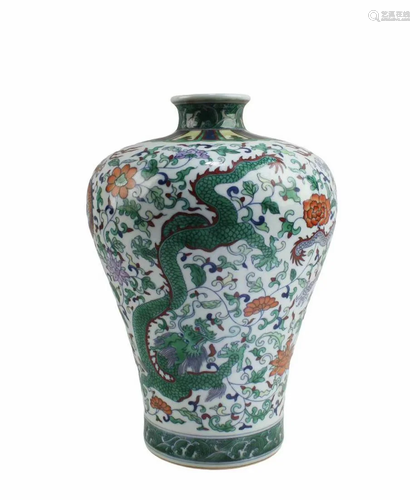 Chinese Famille Verte Meiping Vase