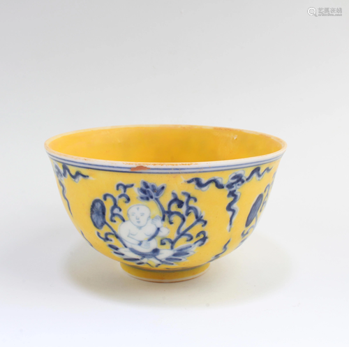 Chinese Famille Jaune Porcelain Cup