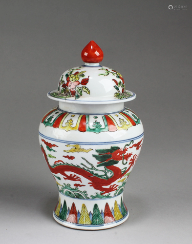 A Wucai Porcelain Jar With Lid