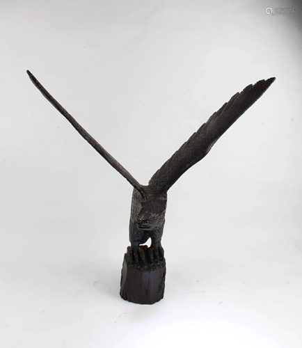 A Carved Hardwood Eagle Statue