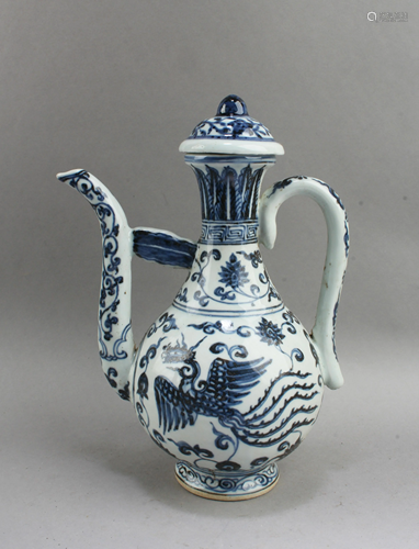 Chinese Blue & White Porcelain Teapot