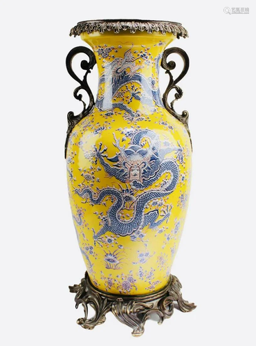 Chinese Famille Jaune Porcelain Vase