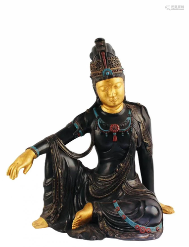 Chinese Gilt Bronze Guanyin Statue