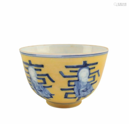 Chinese Famille Jaune Porcelain Cup