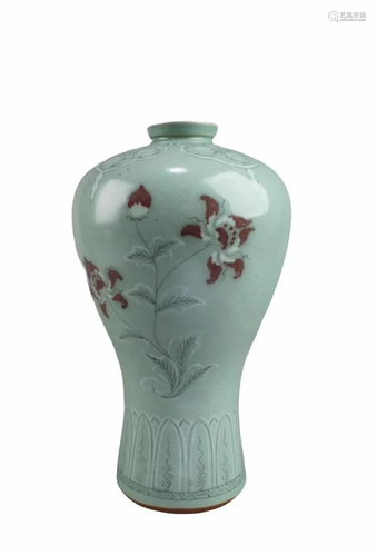 An Iron Red Korean Porcelain Vase