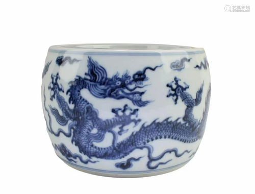 Chinese Blue & White Porcelain Cricket Container