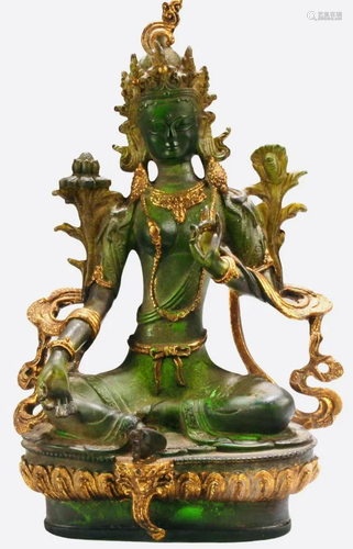 Chinese Peking Glass Bodhisattva Statue