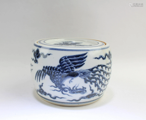 Chinese Blue & White Porcelain Cricket Container