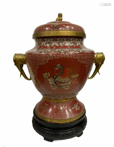 An Old Massive Cloisonne Censer