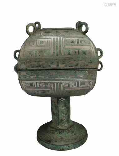 Chinese Bronze Stem Container