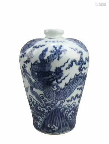 Chinese Blue & White Meiping Vase