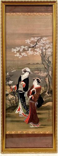 A Framed Japanese 'Wood-Block' Painting