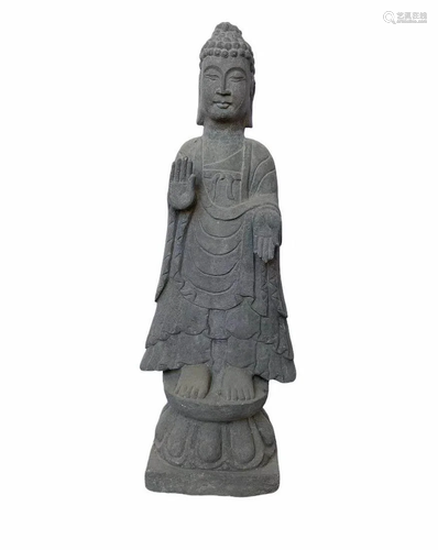 A Carved Stone Buddha Statue