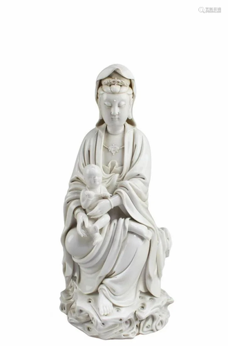 Chinese Blanc De Chine Seated Guanyin Statue