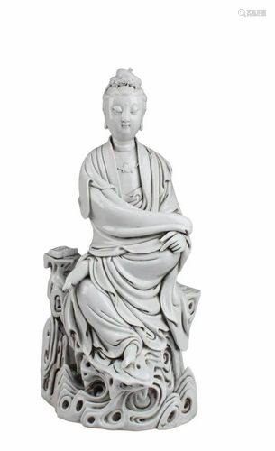 Chinese Blanc De Chine Seated Guanyin Statue