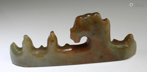 A Carved Jade Brush Holder