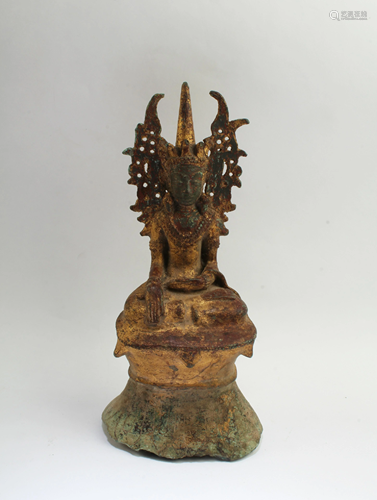 Antique Gold Plated Bodhisattva Statue