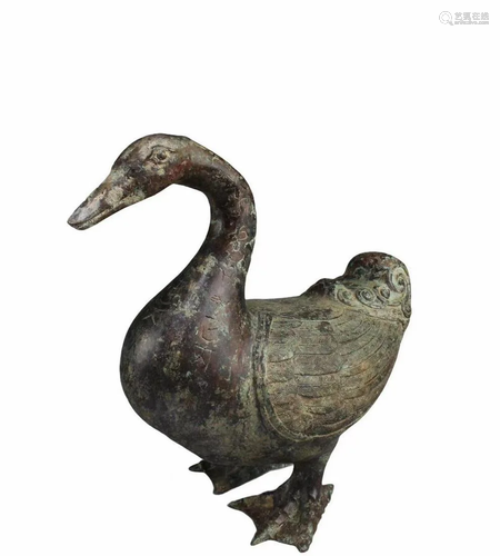 Chinese Bronze Duck Statue