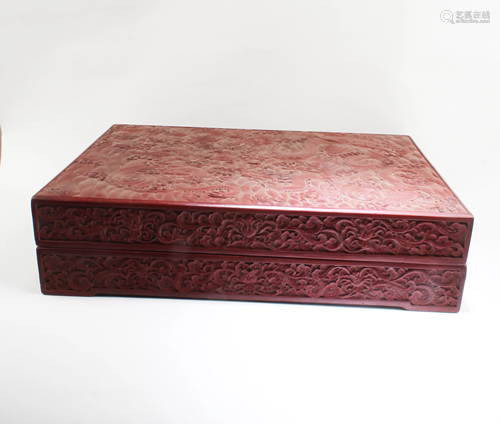 Chinese Cinnabar Lacquer Rectangular Box