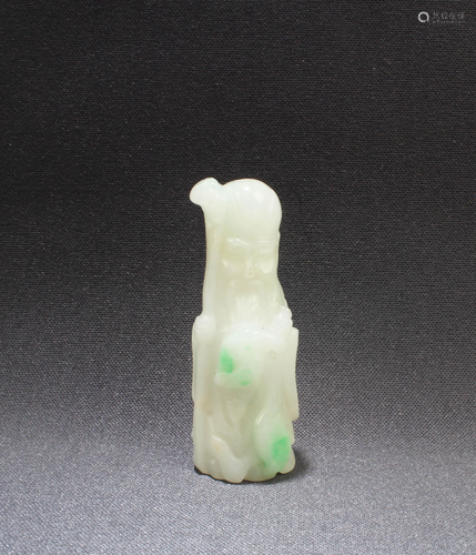 An Unique Carved Jadeite Jade 'Shou Xing Gong' Figurine