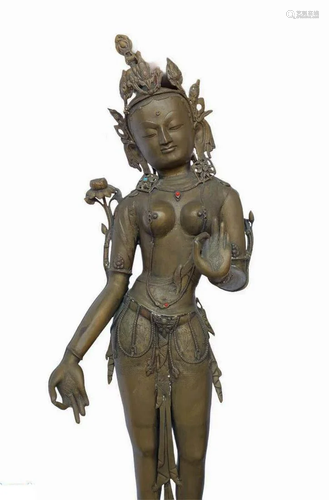 A Bronze Standing Bodhisattva Statue