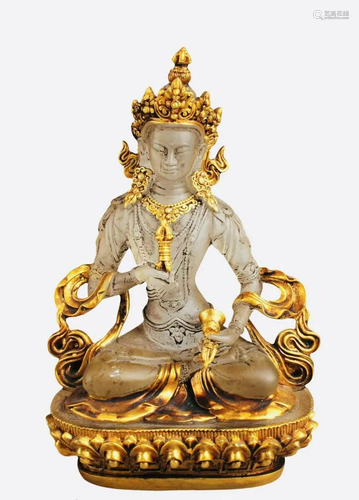 Chinese Peking Glass Bodhisattva Statue