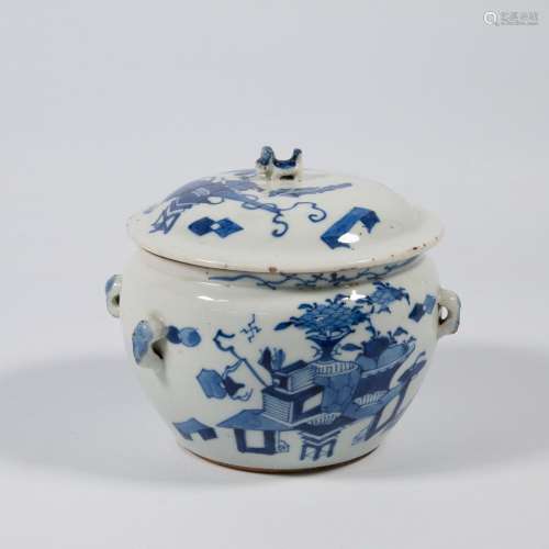 中国的壶，有古朴的装饰和黑色的装饰。19d-20ste eeuw