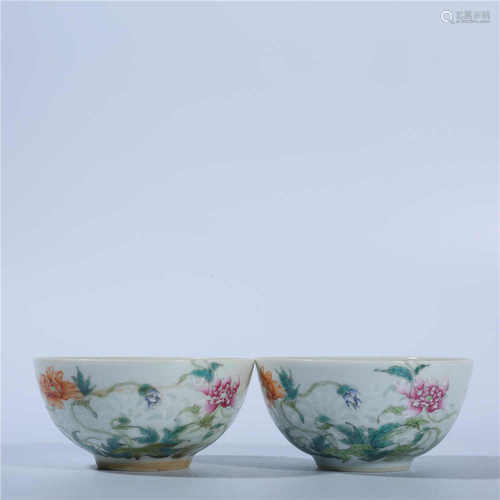 A pair of pastel bowls in Qianlong of Qing Dynasty