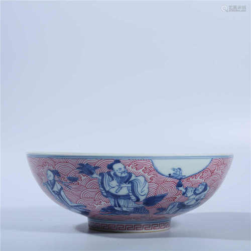 Qianlong powder color character story bowl in Qing Dynasty