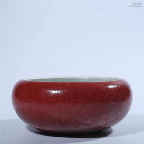 Red glazed bowl in Qing Dynasty