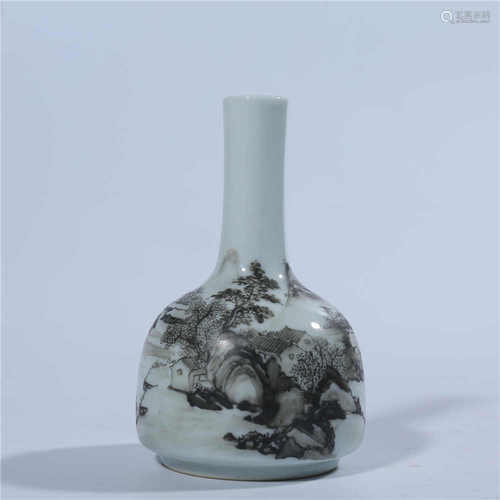 Qing Dynasty Yongzheng ink color landscape pattern bell jar