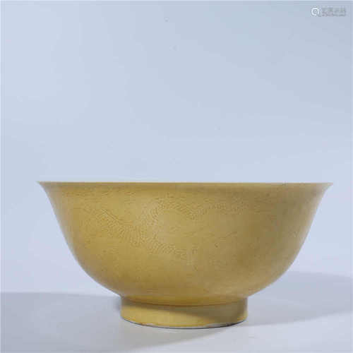 Yongzheng yellow glazed dragon bowl in Qing Dynasty