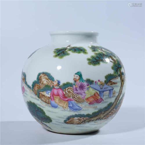 The story pot of Qianlong pink characters in Qing Dynasty