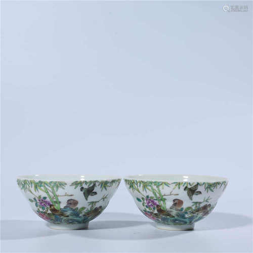 A pair of pastel bowls in Qianlong of Qing Dynasty