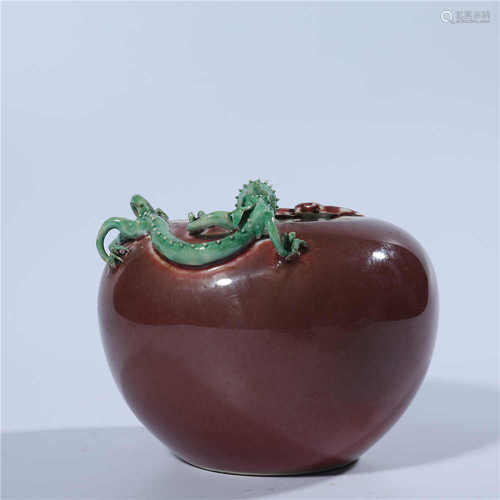 Red glazed Apple statue of Kangxi in Qing Dynasty