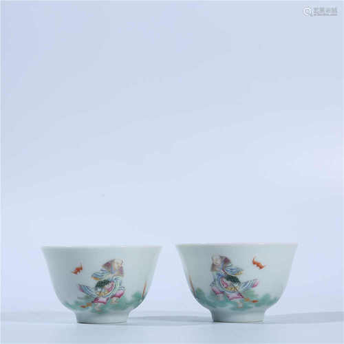 A pair of pink cups in Guangxu of Qing Dynasty