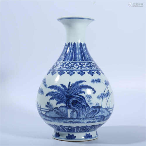 Qing Dynasty Qianlong blue and white jade pot spring bottle