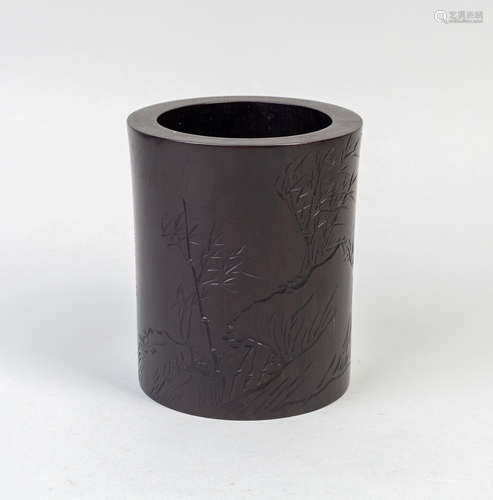 Chinese Wood Carved Brush Pot