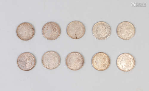 1921 Morgan Silver One Dollar Coin ,10 pieces