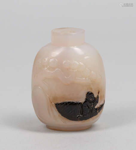 Chinese Carved Cameo Agate Snuff Bottle