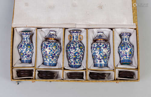 Sets Chinese Export Cloisonne Cabinet Vases