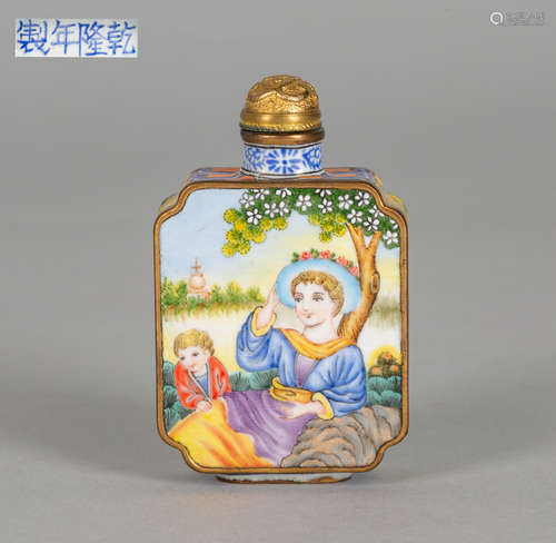 Chinese Export Enameled on Copper Snuff Bottle