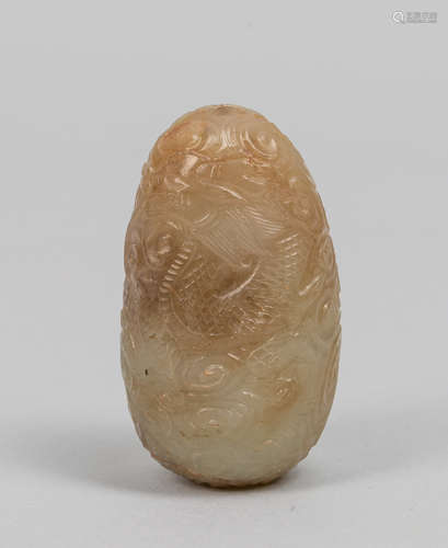 Chinese Old Pale Celadon Jade Snuff Bottle