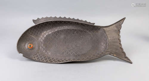 Chinese Antique Fish Type Pewter Plate