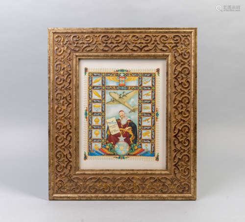 Vintage Framed Lithograph of Leonardo Da Vinci