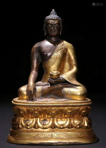 GILT BRONZE PHARMACIST BUDDHA STATUE