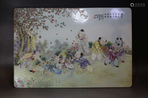 A Chinese Famille-Rose Porcelain Plaque