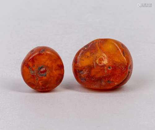 Large Tibetan Nature Amber Dish Beads