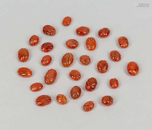 Set West Asian Carved Cameo Agate Beads